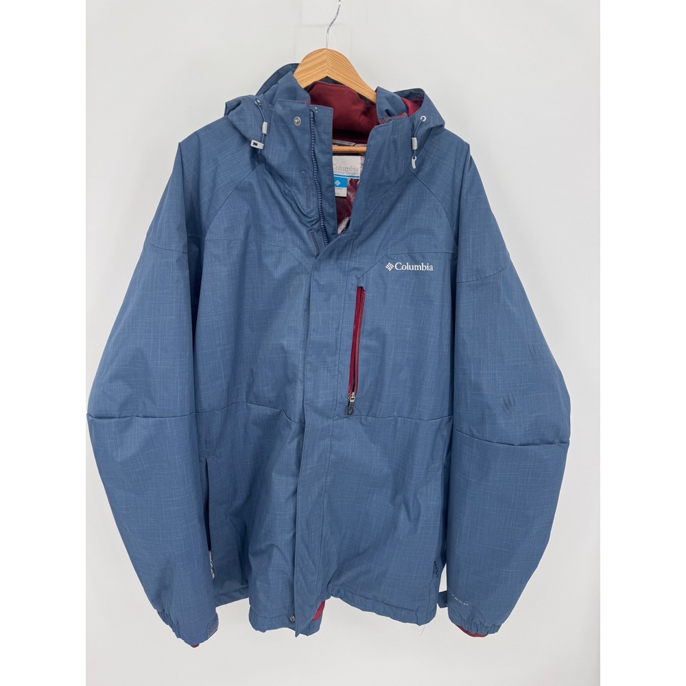 Columbia Omni-Tech Jacket Mens XXL Blue Hooded Winter Ski Hike Gorpcore Outdoor